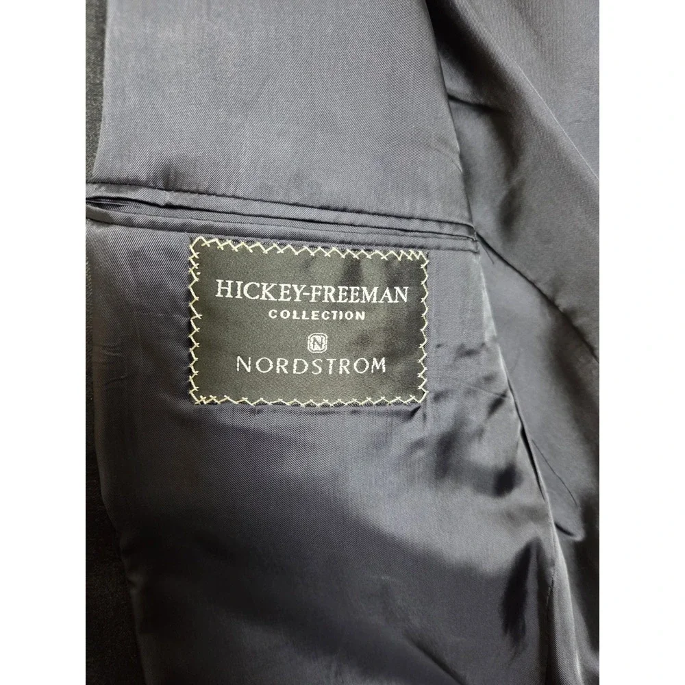 Hickey Freeman Nordstrom Boardroom 100% Wool Charcoal Gray Suit Blazer 44 Long